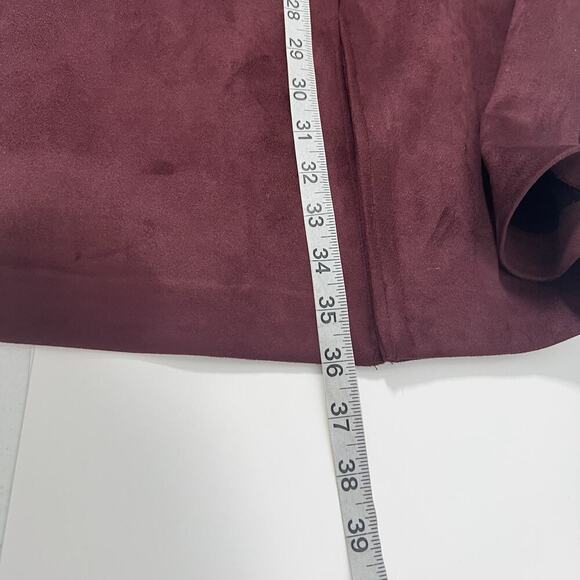Marc New York Andrew Marc Faux Suede Collarless Coat Size M Burgundy Snap - Picture 10 of 10